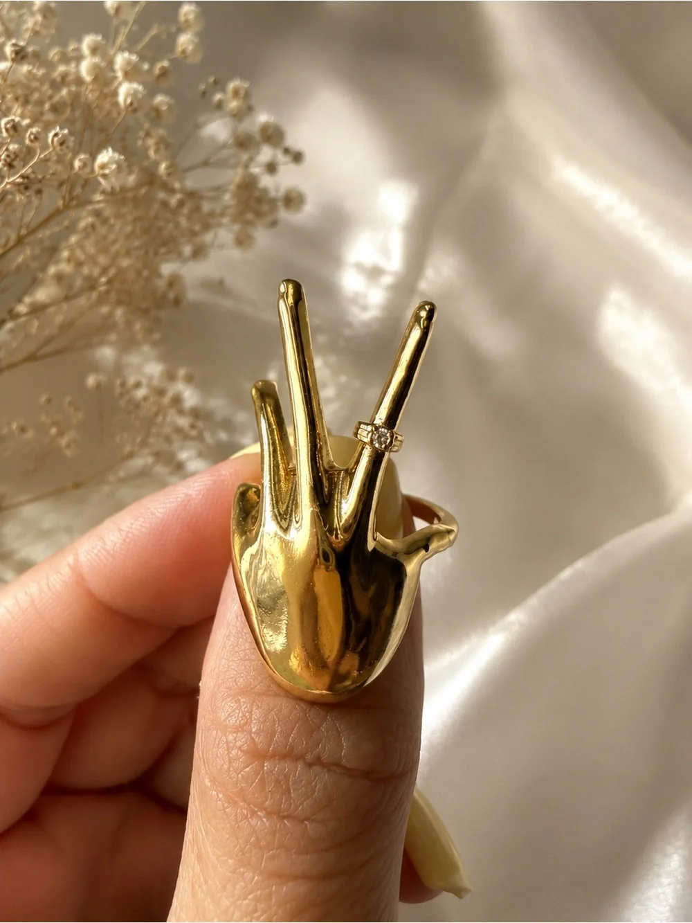 Anthropologie Gold Sculptural Hand Ring